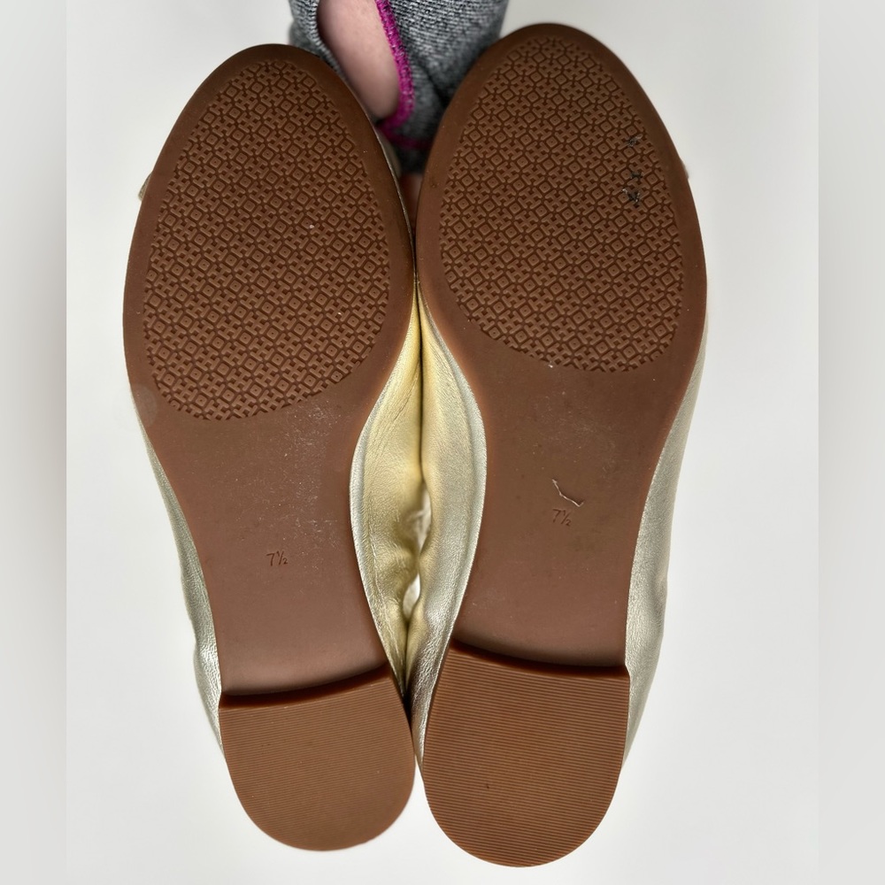 Tory Burch Blossom Ballet Flat Grained Metallic in Spark Gold - Picture 6 of 9